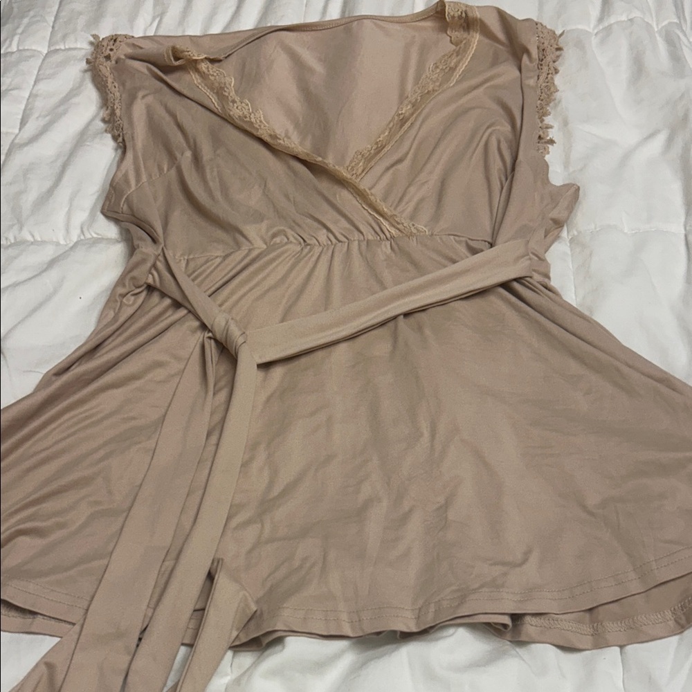 SHEIN Tan Lace Trim top